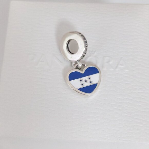 Pandora Honduras Flag Heart Exclusive Dangle Charm S925 Silver with box - Picture 6 of 8